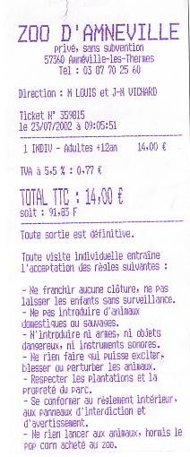 Amneville zoo ticket